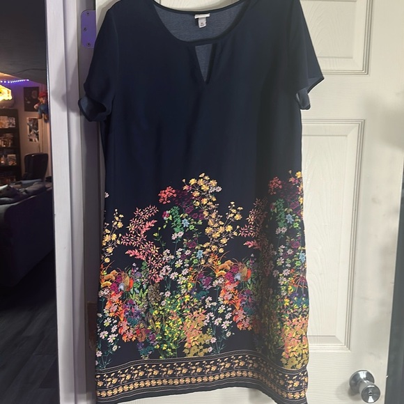 Merona Dresses & Skirts - Merona Navy and colorful floral/bird pattern dress size XL